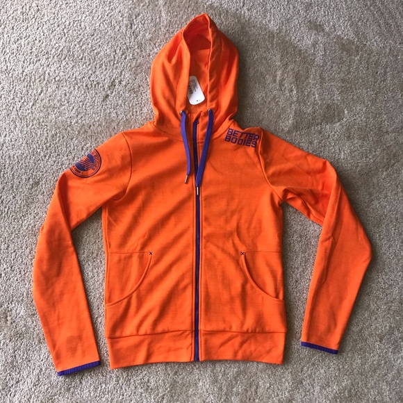 BETTER BODIES Tops - Better Bodies Bright Orange Zip Athletic Hoodie